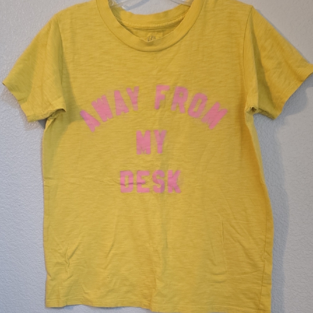J. Crew Yellow Tee with Pink Text